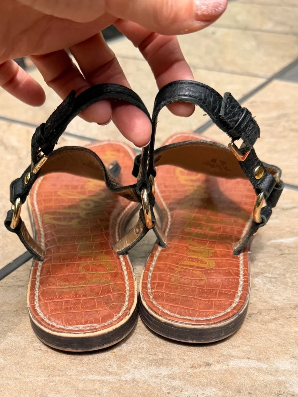 Sam Edelman Black Leather Greta Women's Sandals Size 8 - Picture 5 of 8